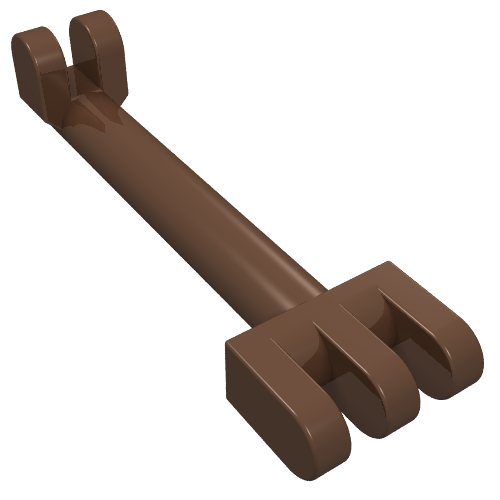 Lego Hinge Bar 2.5L with 2 and 3 Fingers on Ends (Pantograph Shoe Holder) / Brown