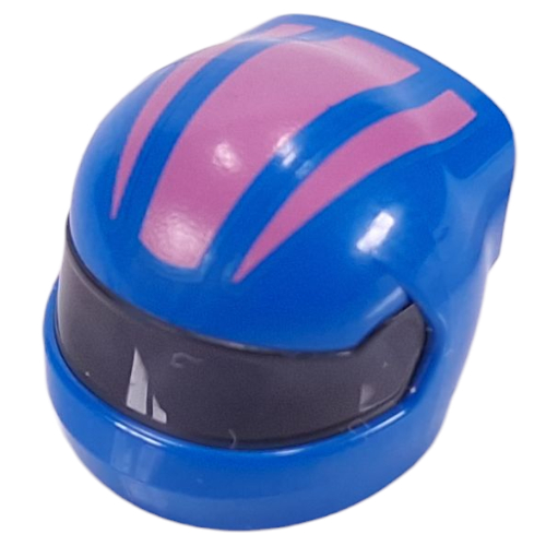Lego Helmet, Formula 1 with Trans-Black Visor pattern and Dark Pink Stripes print / Blue