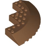 Lego Brick Round Corner 10 x 10 with Slope 33° Edge, Axle Hole, Facet Cutout / Medium Nougat