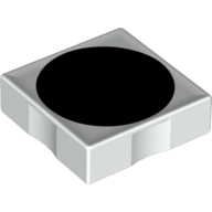 Lego Duplo Tile 2 x 2 with Shape Black Circle Print / White
