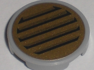 Lego Tile, Round 2 x 2 with Black Vent on Gold Background Pattern (Sticker) - Set 5984