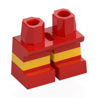 Lego Legs Short with Yellow Stripe Pattern [Multi Color Injection] / Red