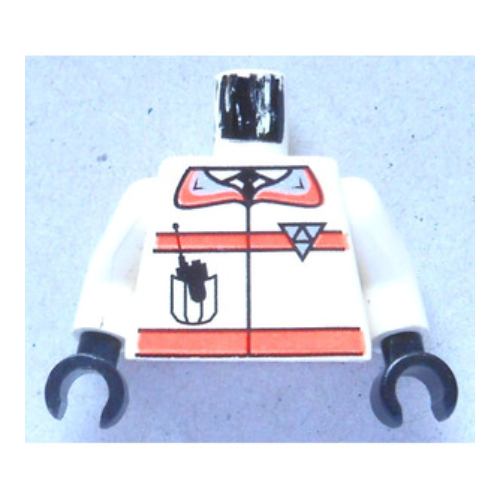 Lego Torso Jacket with Res-Q Logo, Orange Stripes, Radio in Pocket, Back Logo Print, White Arms, Black Hands