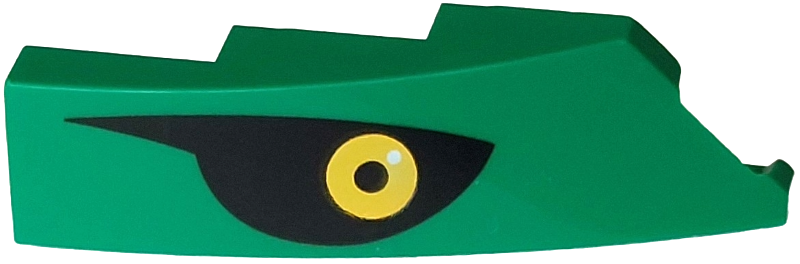 Lego Wedge 4 x 1 Left with Black and Yellow Eye with White Glint Pattern (Pokémon Rayquaza Eye Right) / Green
