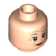 Lego Minifig Head Aunt May, Dark Bluish Gray Eyebrows, Wrinkles, Smile / Scared Print / Light Nougat