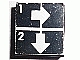 Lego Tile 2 x 2 with White Number 1, Number 2, Crossed Lines, and Arrows Right, Down Pattern (Sticker) - Set 8094 / Black