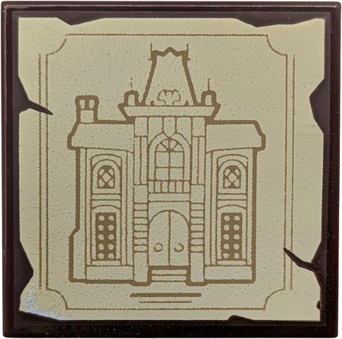 Lego Tile 2 x 2 with Dark Tan Mayor Manor Sketch on Tan Background Pattern / Dark Brown