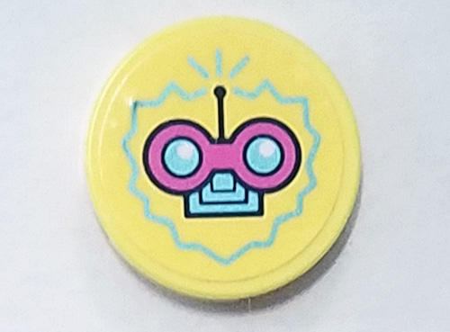 Lego Tile, Round 2 x 2 with Bottom Stud Holder with Dark Pink and Medium Azure Circuit Pattern (Sticker) - Set 41329