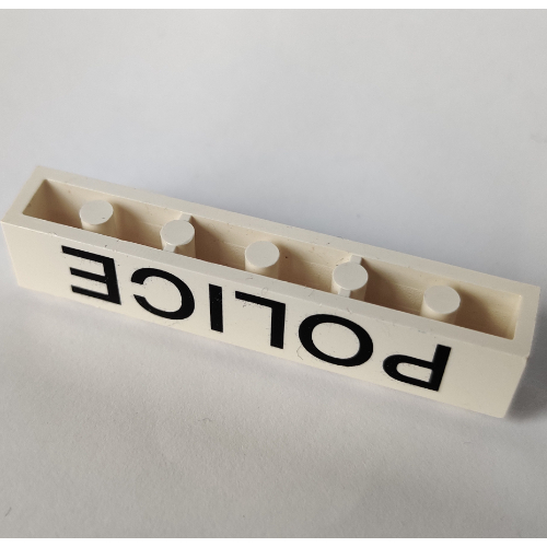 Lego Brick 1 x 6 with Bottom Tubes and 2 Lowered Cross Supports with 'POLICE' Thin Black Print