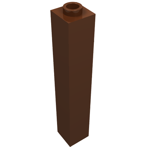 Lego Brick 1 x 1 x 5 with Blocked Open or Hollow Stud / Reddish Brown