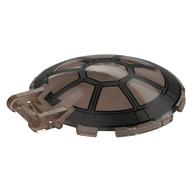 Lego Dish 6 x 6 Inverted - No Studs with Handle with SW 8 Spoke Radial Cockpit Print / Trans-Brown