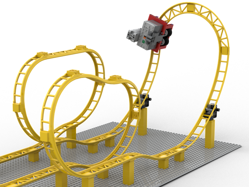 Lego Roller coaster with motorized vehicle