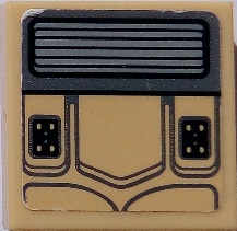 Lego Tile, Modified 2 x 2 Inverted with SW Millennium Falcon Seat Cushion Pattern (Sticker) - Set 75105 / Tan