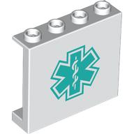 Lego Panel 1 x 4 x 3 with Dark Turquoise Star of Life Print