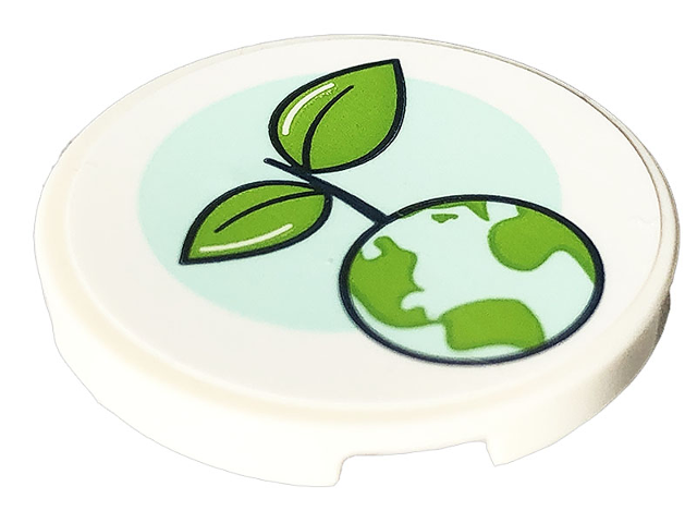 Lego Tile, Round 3 x 3 with Plant Sapling and Earth Pattern (Sticker) - Set 41707