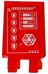 Lego Tile, Modified 2 x 3 with 2 Clips with White Nexo Knights Control Panel Pattern (Sticker) - Set 70317