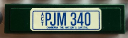 Lego Tile 1 x 4 with 'PJM 340' on Dark Green Background Pattern (Sticker) - Set 10242 / Dark Green