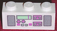 Lego Brick 1 x 3 with Radio and Dual Cassette Pattern Dark Pink/Light Green (Sticker) - Set 5835