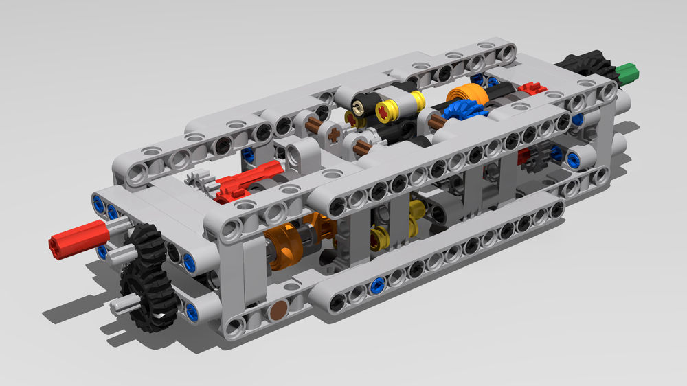 Lego Sequential 8-speed transmission tunnel with rotary catches and 8-to-1 gearblock