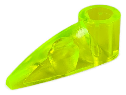 Lego Bionicle 1 x 3 Tooth with Axle Hole (Bohrok Eye) / Trans-Neon Green