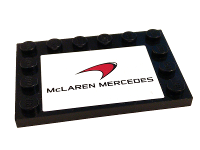 Lego Tile, Modified 4 x 6 with Studs on Edges with 'McLAREN MERCEDES' on White Background Pattern (Sticker) - Set 75911