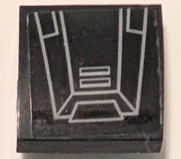 Lego Slope, Curved 2 x 2 x 2/3 with Armor Plates with Dark Bluish Gray Outlines Pattern (Sticker) - Set 75389 / Black