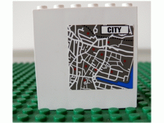Lego Brick 1 x 6 x 5 with Map and 'CITY' Pattern (Sticker) - Set 7035