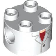 Lego Brick Round 2 x 2, Pin Holes with Lab Coat print / White