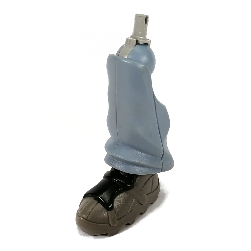 Lego Large Figure Limb, Leg, Lower Section with Dark Gray Shoe and Light Gray Pin, Black Top (Nick) / Sand Blue