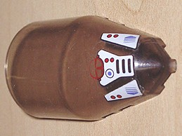 Lego Windscreen 7 x 4 x 2 Round with Stealth Hunter Cockpit Pattern (Stickers) - Set 7700 / Trans-Brown