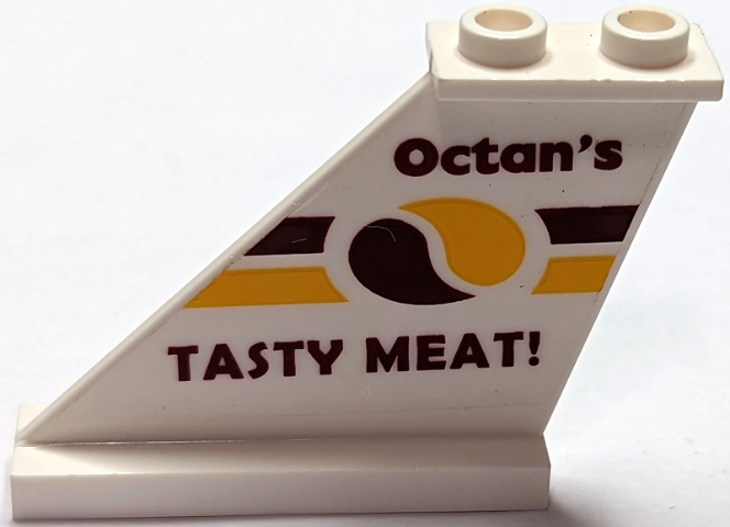 Lego Tail 4 x 1 x 3 with 'Octan's TASTY MEAT!' Pattern on Left Side (Sticker) - Set 70812