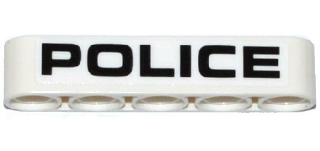 Lego Technic, Liftarm Thick 1 x 5 with Black 'POLICE' Pattern (Sticker) - Set 42047