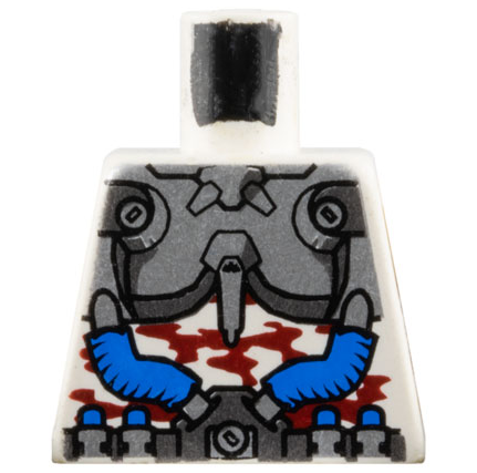 Lego Torso Dark Silver and Silver Body Armor and Utility Belt with Blue Hoses over Shirt with Dark Red Camouflage Pattern / White