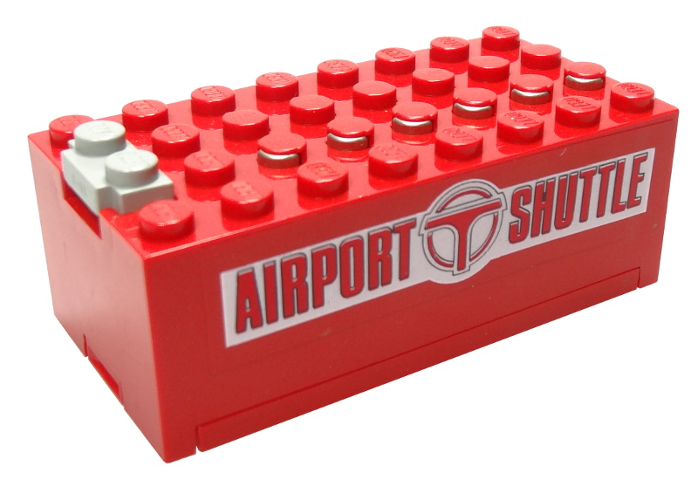 Lego Electric 9V Battery Box Small with Airport Shuttle Pattern on Both Sides (Stickers) - Set 6399