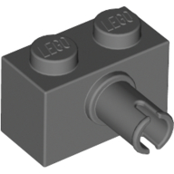 Lego Brick Special 1 x 2 with Pin - Bottom Stud Holder / Dark Bluish Gray