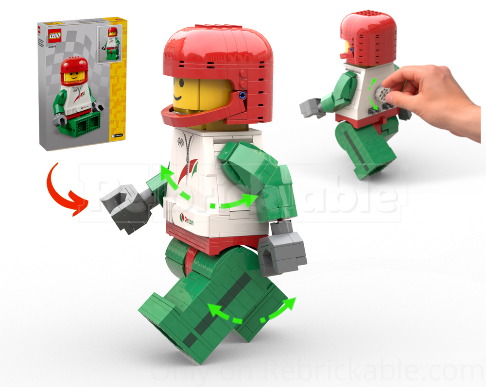 Lego Up-Scaled Racing Driver Minifigure Walking Motion MOD (without support)
