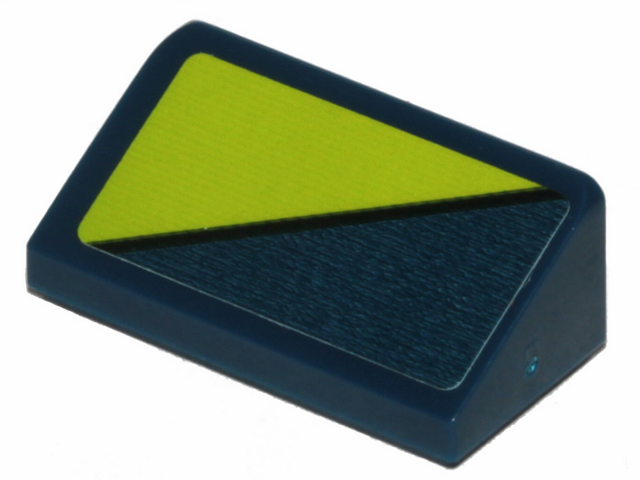 Lego Slope 30 1 x 2 x 2/3 with Lime Triangle on Dark Blue Background Pattern (Sticker) - Set 70835