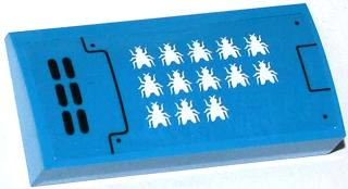 Lego Slope, Curved 2 x 4 x 2/3 with Bottom Tubes with Vents and 13 White Flies Pattern Model Left Side (Sticker) - Set 70709