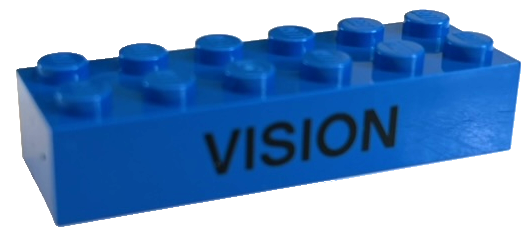 Lego Brick 2 x 6 with Black 'VISION' Pattern (2019 Boost! Summit) / Blue