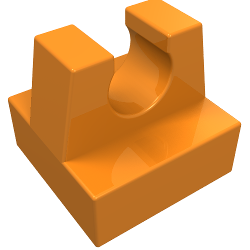 Lego Tile Special 1 x 1 with Clip and Straight Tips / Orange
