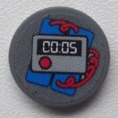Lego Tile, Round 2 x 2 with Time Bomb with '00:05' Pattern (Sticker) - Set 8639