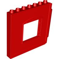 Lego Duplo Building Wall 1 x 8 x 6 with Window Opening, Hinge on Right / Red