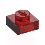 Lego Plate 1 x 1 with Black Side Print / Trans-Red