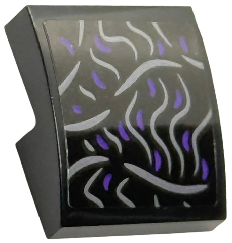 Lego Slope, Curved 2 x 2 x 2/3 with Dark Silver and Dark Purple Curved Lines Pattern (Sticker) - Set 75682