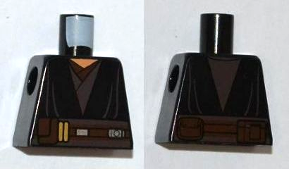 Lego Torso SW Jedi Robe, Dark Brown Belt Pattern (Anakin Clone Wars) / Black