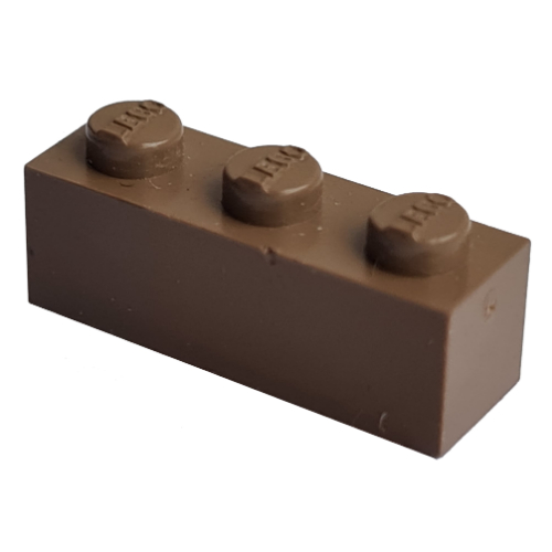 Lego Modulex Brick 1 x 3 with LEGO on Stud / Modulex Brown
