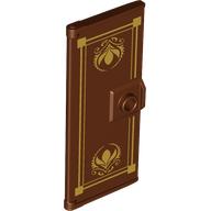 Lego Door 3 x 6 with Gold Decorations Print / Reddish Brown