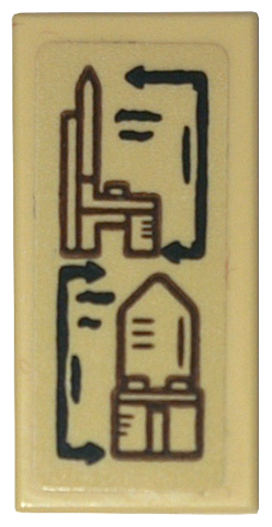 Lego Tile 1 x 2 with Chair Blueprints Pattern (Sticker) - Set 10332 / Tan