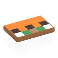 Lego Tile 2 x 3 with Dark Brown, Green, White Squares Print / Medium Nougat