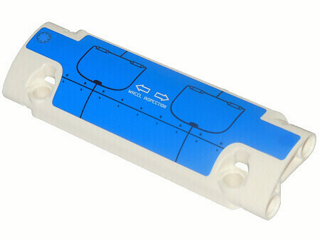 Lego Technic, Panel Curved 11 x 3 with White Arrows and 'WHEEL INSPECTION' Pattern Model Left (Sticker) - Set 42025
